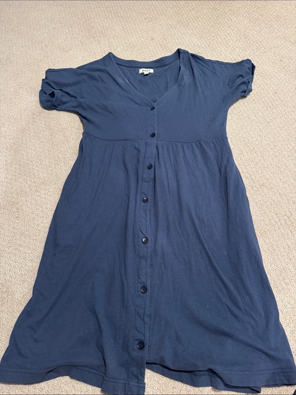 Pact Navy Button-Front Dress